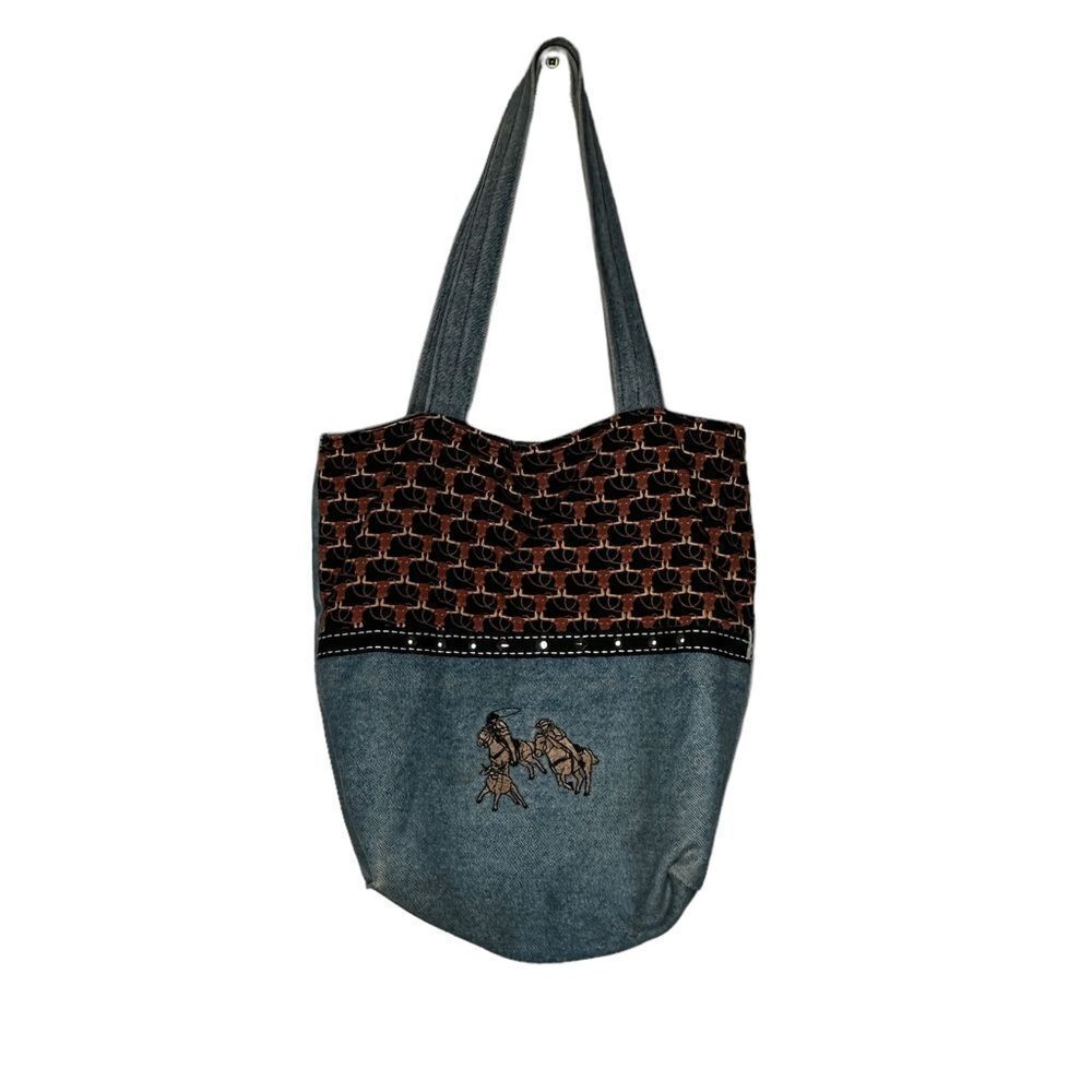 Vintage Denim Embroidered Bag